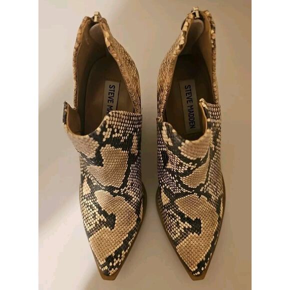 Steve Madden Women's Leather Snake Print Block Heel Ankle Bootie Size 6.5 - Picture 10 of 11